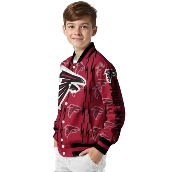 customized atlanta falcons bolt stripe red varsity jacket trendy.webp