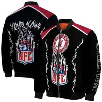 customized atlanta falcons claw blood red black bomber jacket fashion forward