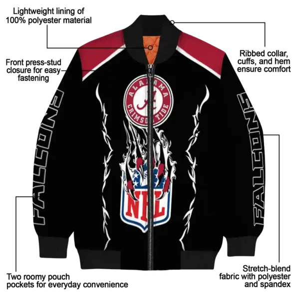customized atlanta falcons claw blood red black bomber jacket new arrival