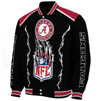 customized atlanta falcons claw blood red black varsity jacket best selling.webp