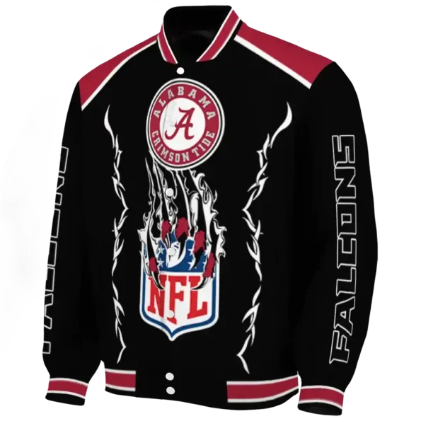 customized atlanta falcons claw blood red black varsity jacket best selling.webp