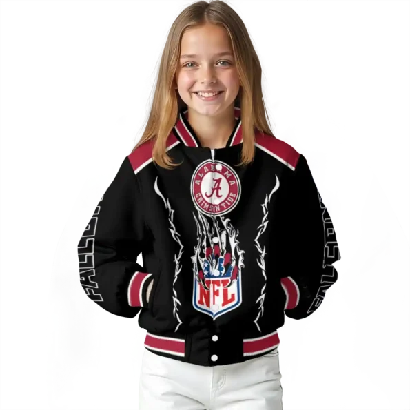 customized atlanta falcons claw blood red black varsity jacket top rated.webp