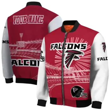 customized atlanta falcons ferris arena red white bomber jacket fashion forward