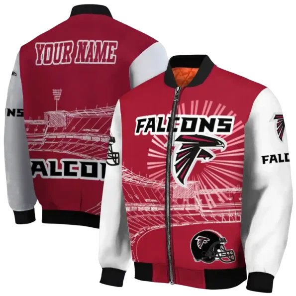 customized atlanta falcons ferris arena red white bomber jacket fashion forward