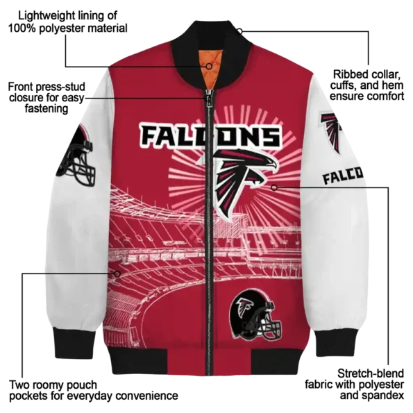 customized atlanta falcons ferris arena red white bomber jacket new arrival