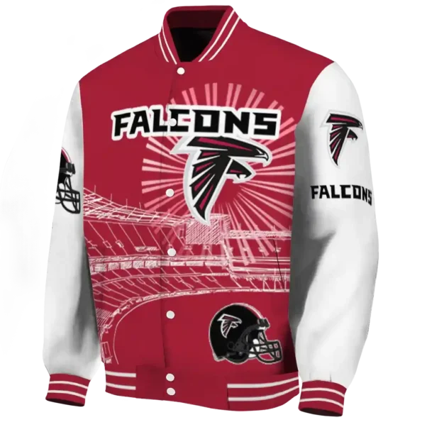 customized atlanta falcons ferris arena red white varsity jacket best selling.webp