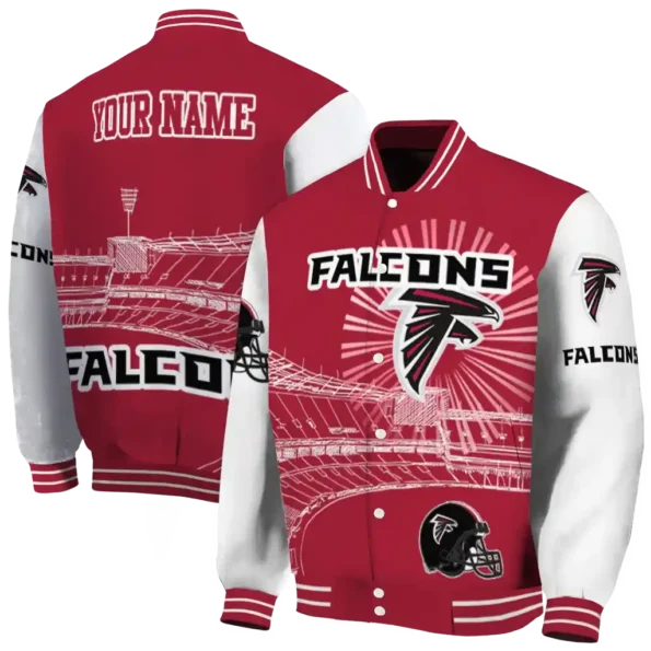 customized atlanta falcons ferris arena red white varsity jacket fashion forward.webp