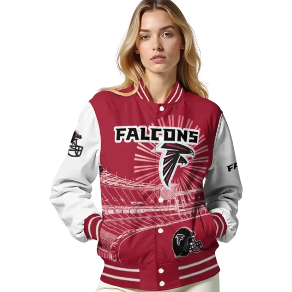 customized atlanta falcons ferris arena red white varsity jacket latest model.webp