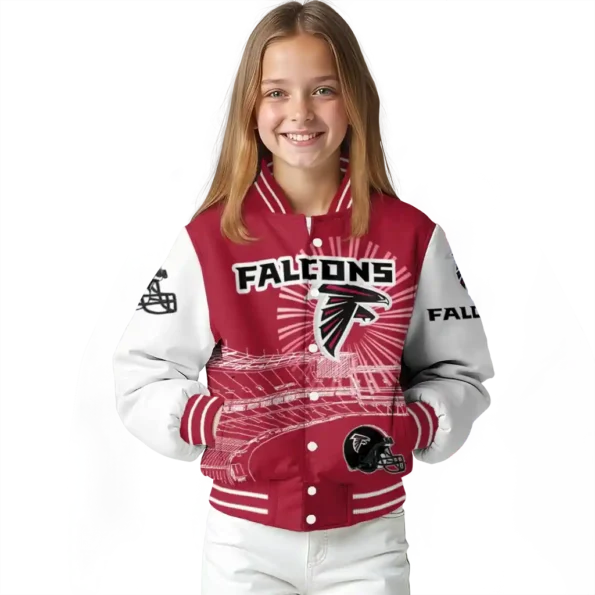 customized atlanta falcons ferris arena red white varsity jacket top rated.webp