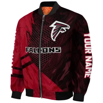 customized atlanta falcons hexagon mesh red black bomber jacket best selling