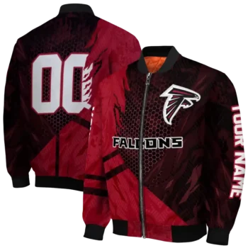customized atlanta falcons hexagon mesh red black bomber jacket fashion forward