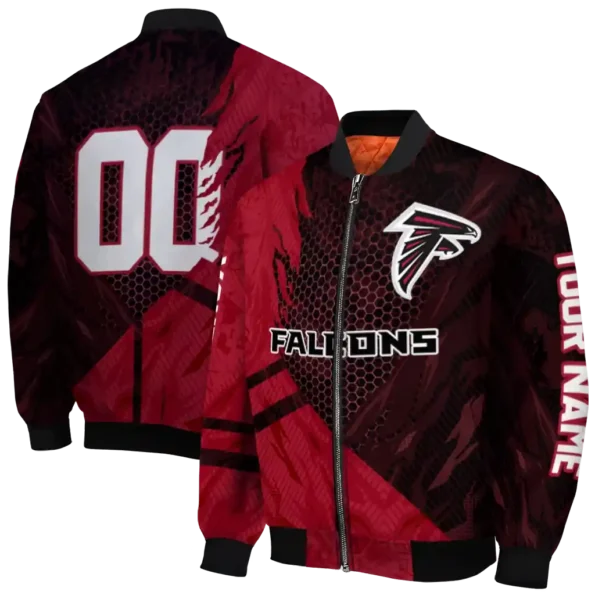 customized atlanta falcons hexagon mesh red black bomber jacket fashion forward