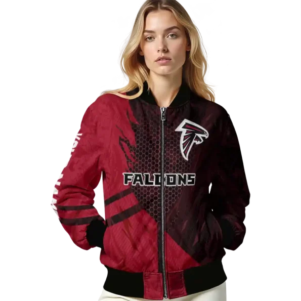 customized atlanta falcons hexagon mesh red black bomber jacket latest model