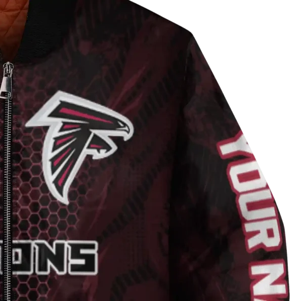 customized atlanta falcons hexagon mesh red black bomber jacket premium grade