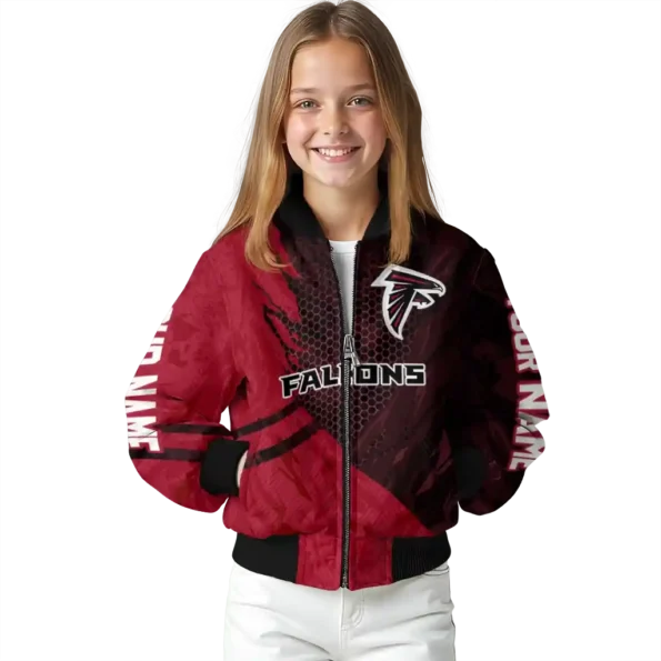 customized atlanta falcons hexagon mesh red black bomber jacket top rated