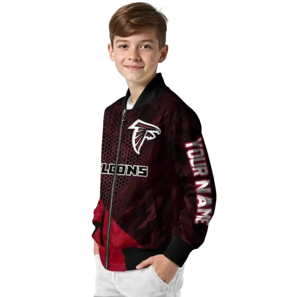 customized atlanta falcons hexagon mesh red black bomber jacket trendy