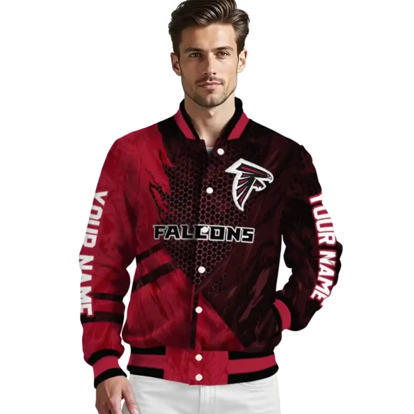customized atlanta falcons hexagon mesh red black varsity jacket high quality.webp
