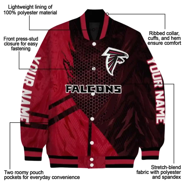 customized atlanta falcons hexagon mesh red black varsity jacket new arrival.webp