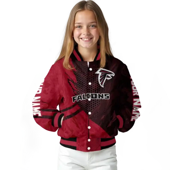 customized atlanta falcons hexagon mesh red black varsity jacket top rated.webp