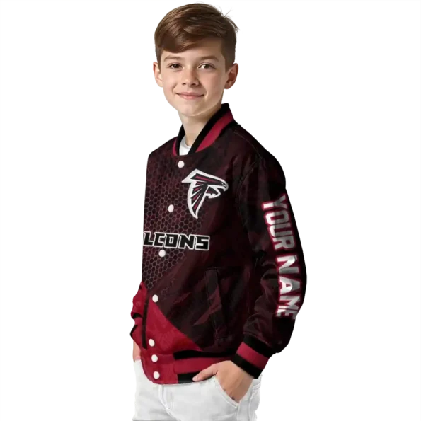 customized atlanta falcons hexagon mesh red black varsity jacket trendy.webp