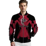 customized atlanta falcons spider mark red black crocs bomber jacket best selling
