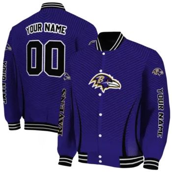 customized baltimore ravens chevron arrow purple varsity jacket fashion forward.webp