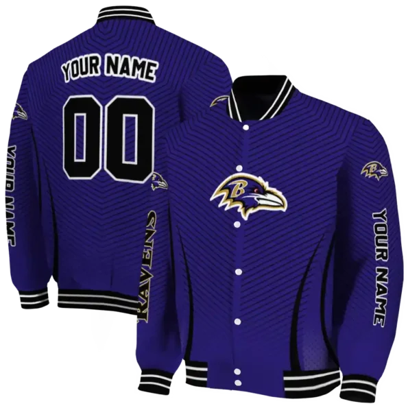 customized baltimore ravens chevron arrow purple varsity jacket fashion forward.webp