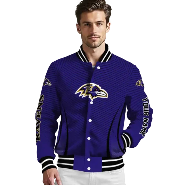 customized baltimore ravens chevron arrow purple varsity jacket high quality.webp