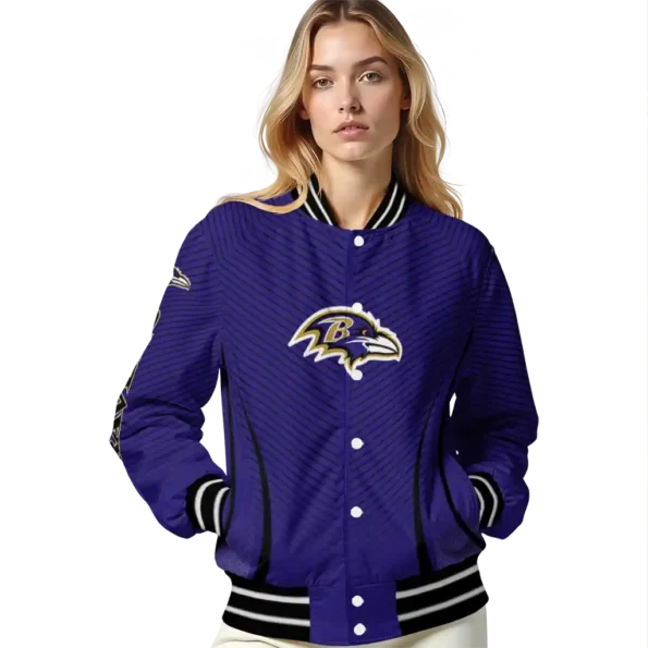 customized baltimore ravens chevron arrow purple varsity jacket latest model.webp