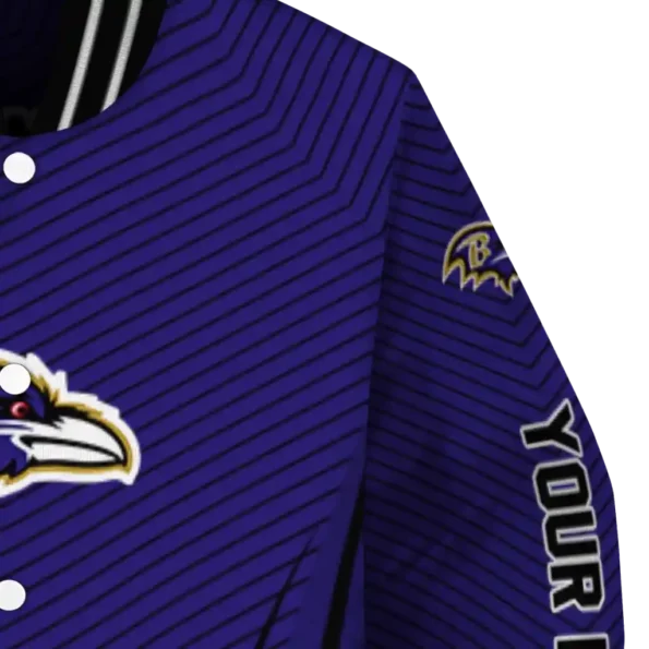 customized baltimore ravens chevron arrow purple varsity jacket premium grade.webp