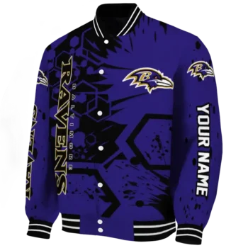 customized baltimore ravens hexagon cluster purple black varsity jacket best selling.webp