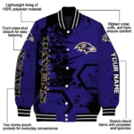 customized baltimore ravens hexagon cluster purple black varsity jacket best selling.webp