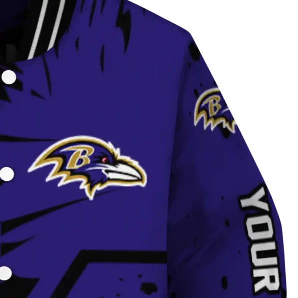 customized baltimore ravens hexagon cluster purple black varsity jacket premium grade.webp