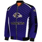 customized baltimore ravens hexagon grid purple bomber jacket best selling