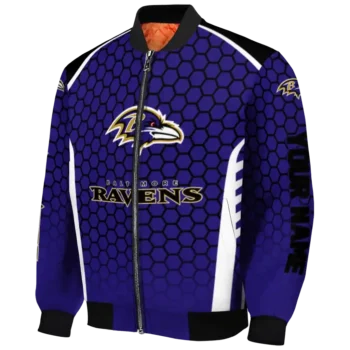 customized baltimore ravens hexagon grid purple bomber jacket best selling