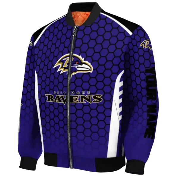 customized baltimore ravens hexagon grid purple bomber jacket best selling