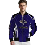 customized baltimore ravens hexagon grid purple bomber jacket best selling