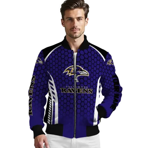 customized baltimore ravens hexagon grid purple bomber jacket high quality