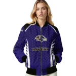 customized baltimore ravens hexagon grid purple bomber jacket best selling