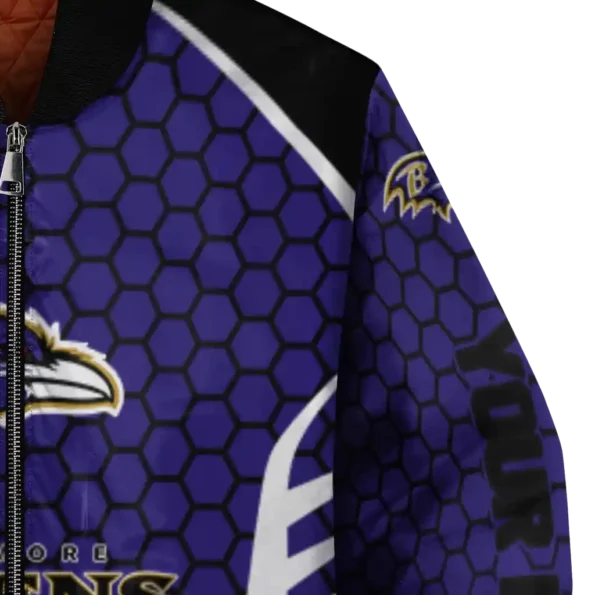 customized baltimore ravens hexagon grid purple bomber jacket premium grade