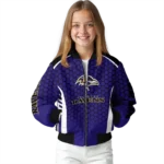 customized baltimore ravens hexagon grid purple bomber jacket best selling