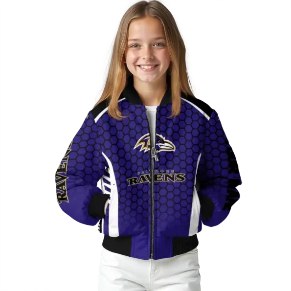 customized baltimore ravens hexagon grid purple bomber jacket top rated