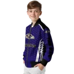 customized baltimore ravens hexagon grid purple bomber jacket best selling