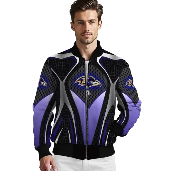 customized baltimore ravens mesh chest black crocs black bomber jacket high quality