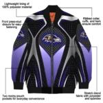 customized baltimore ravens mesh chest black crocs black bomber jacket best selling