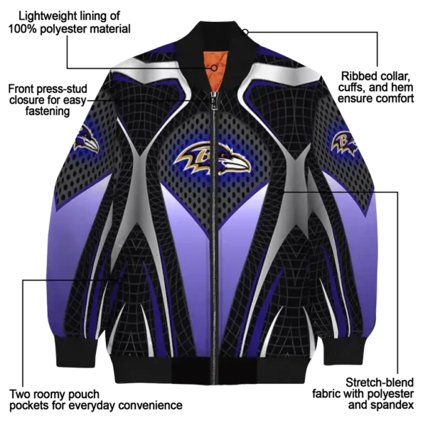 customized baltimore ravens mesh chest black crocs black bomber jacket new arrival