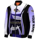 customized baltimore ravens mesh effect purple black bomber jacket best selling