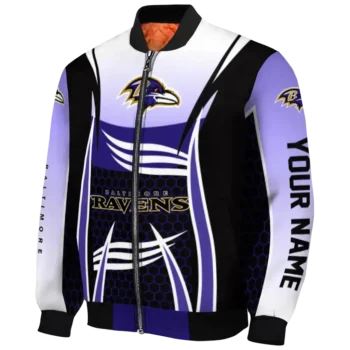 customized baltimore ravens mesh effect purple black bomber jacket best selling