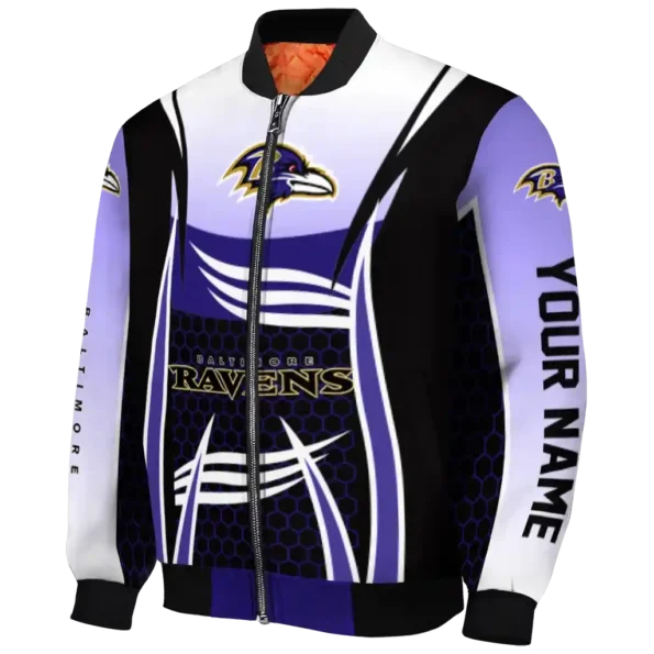 customized baltimore ravens mesh effect purple black bomber jacket best selling