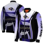 customized baltimore ravens mesh effect purple black bomber jacket best selling
